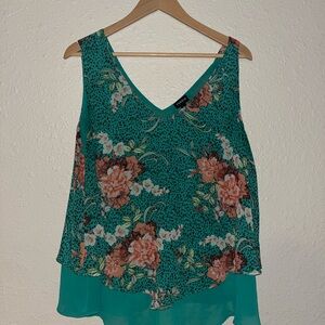 Torrid Green Asymmetrical Tiered Tank Top